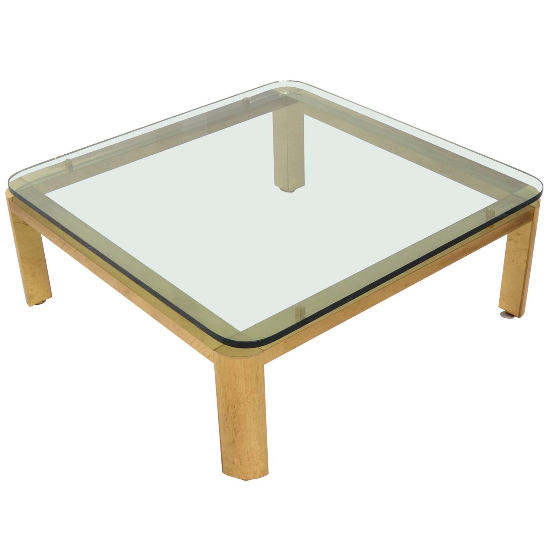 Large Brass Mastercraft Coffee Table with Glass Top