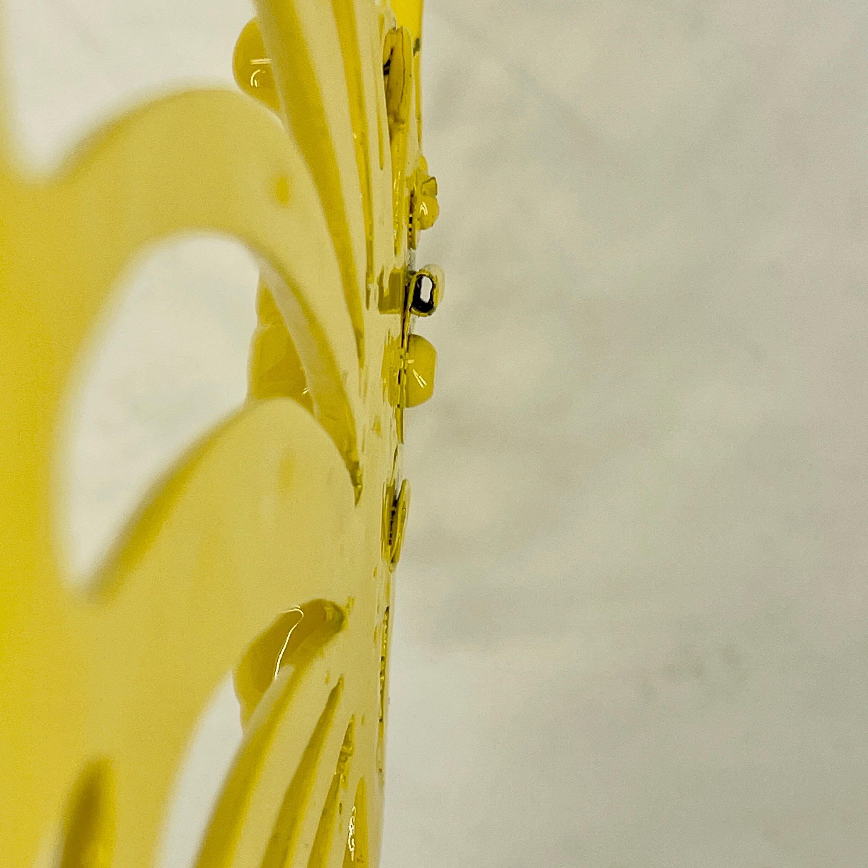 Large Brass Mid-Century Butterfly Sculpture in Bright Yellow Powder-Coat For Sale 11