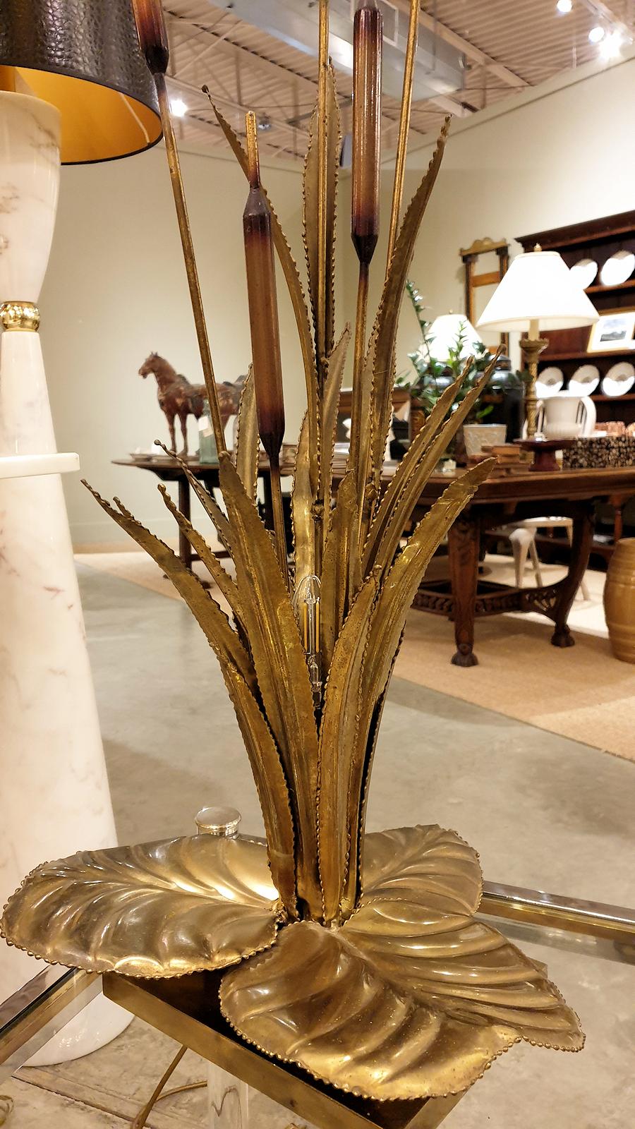 Mid-Century Modern Mid-Century Brass Leaf Bouquet Table Lamp by Maison Jansen 