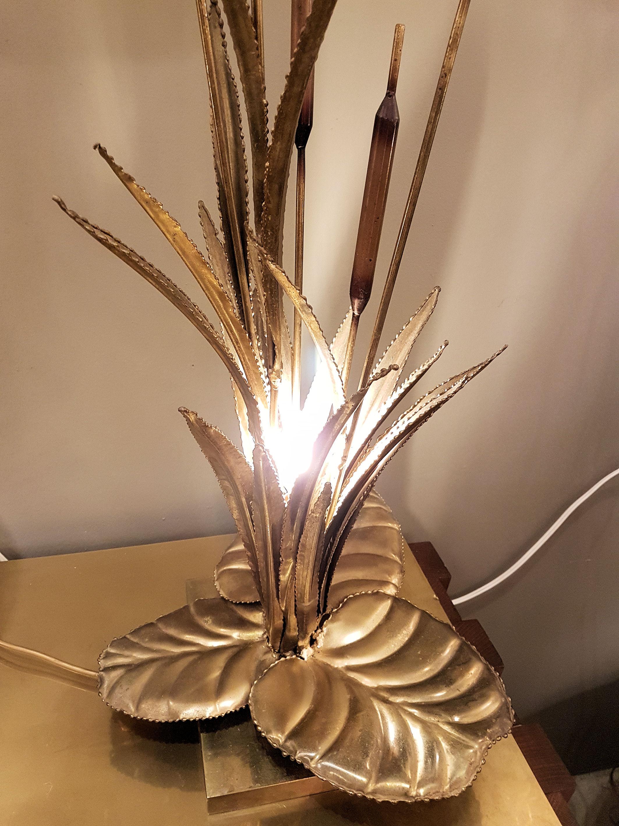 Mid-Century Brass Leaf Bouquet Table Lamp by Maison Jansen  6