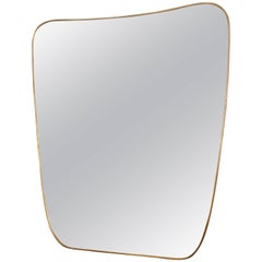 Large Brass Midcentury Italian Shaped Mirror