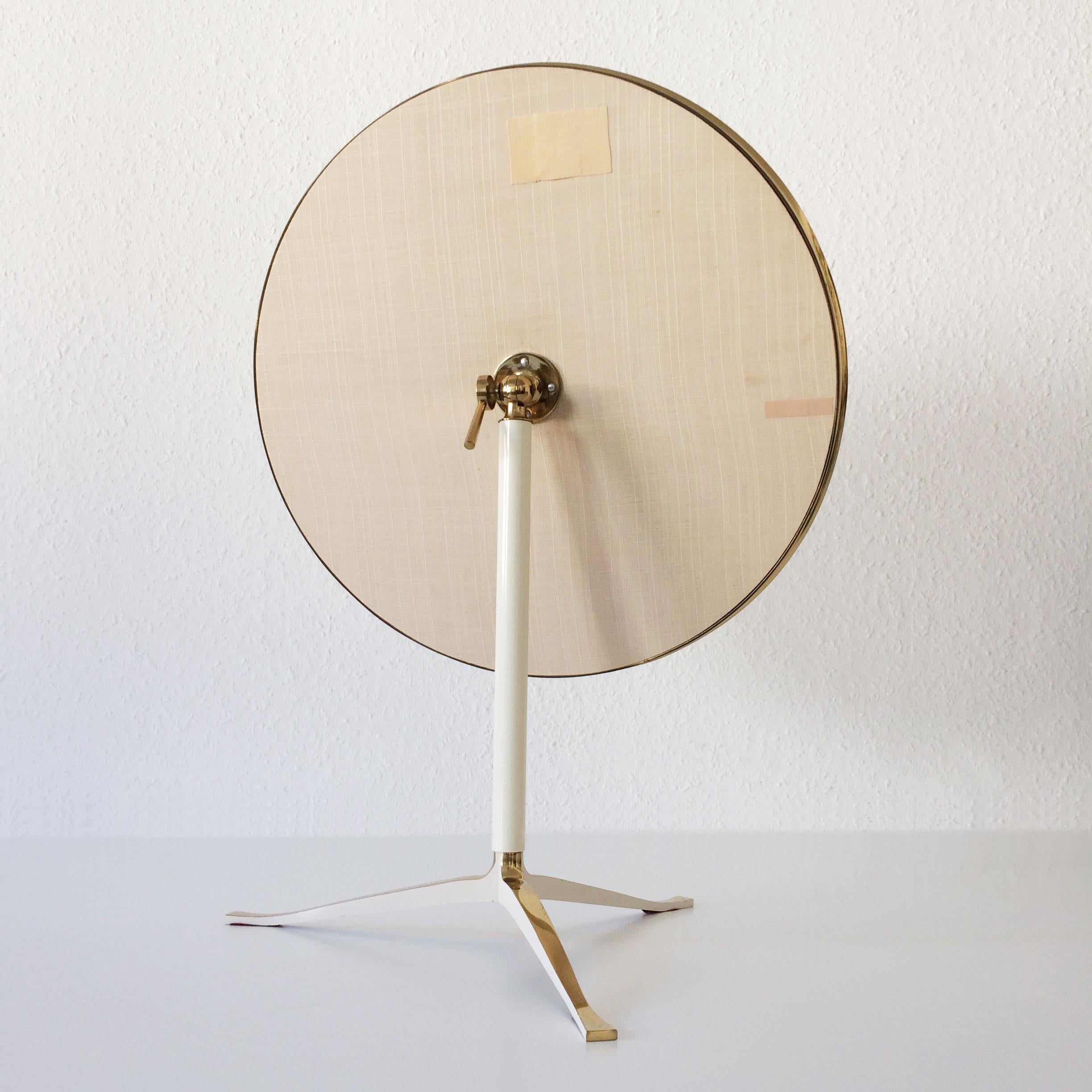 Large Brass Midcentury Table Mirror by Vereinigte Werkstätten, Germany, 1950s 5