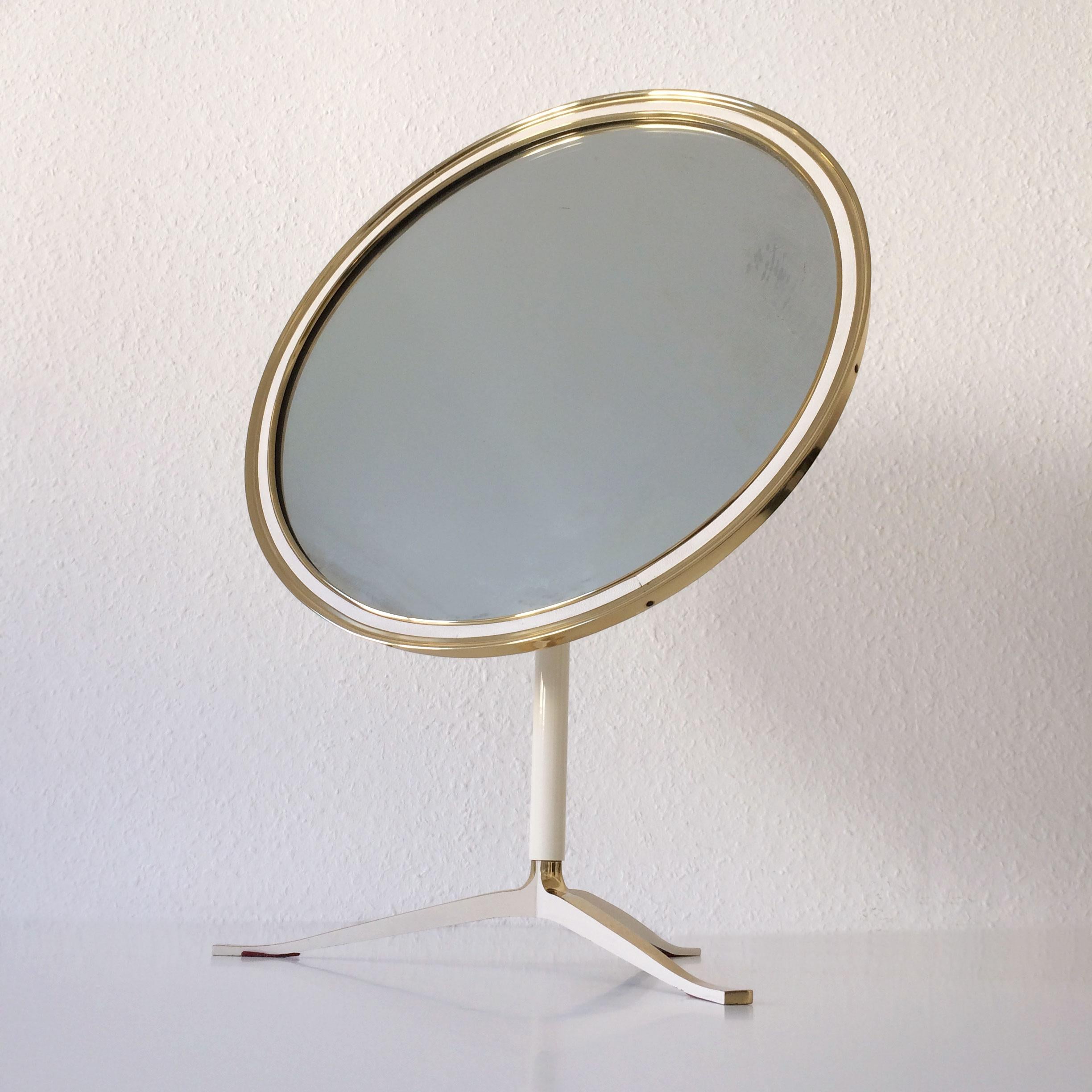 Mid-Century Modern Large Brass Midcentury Table Mirror by Vereinigte Werkstätten, Germany, 1950s