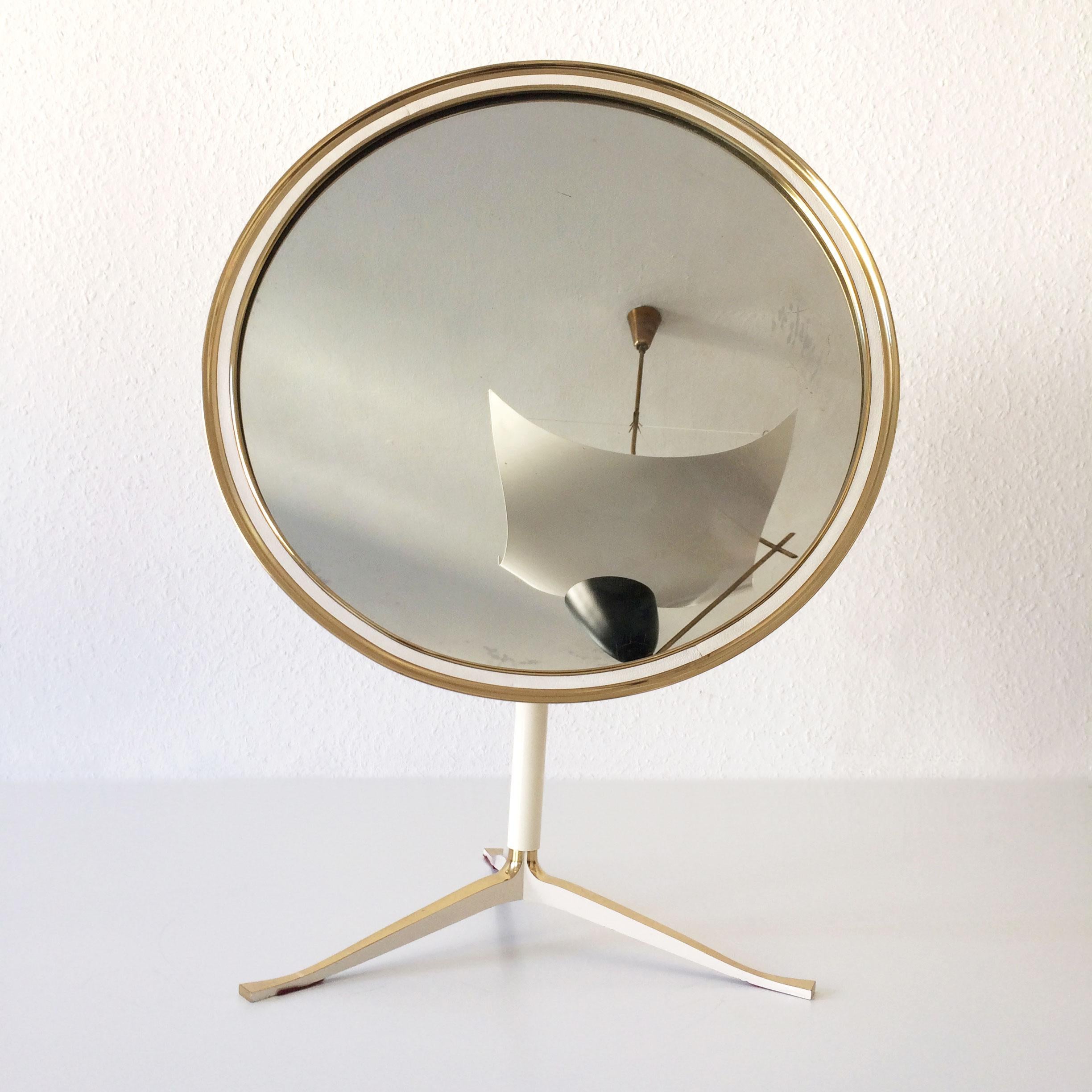 Large Brass Midcentury Table Mirror by Vereinigte Werkstätten, Germany, 1950s In Good Condition In Munich, DE
