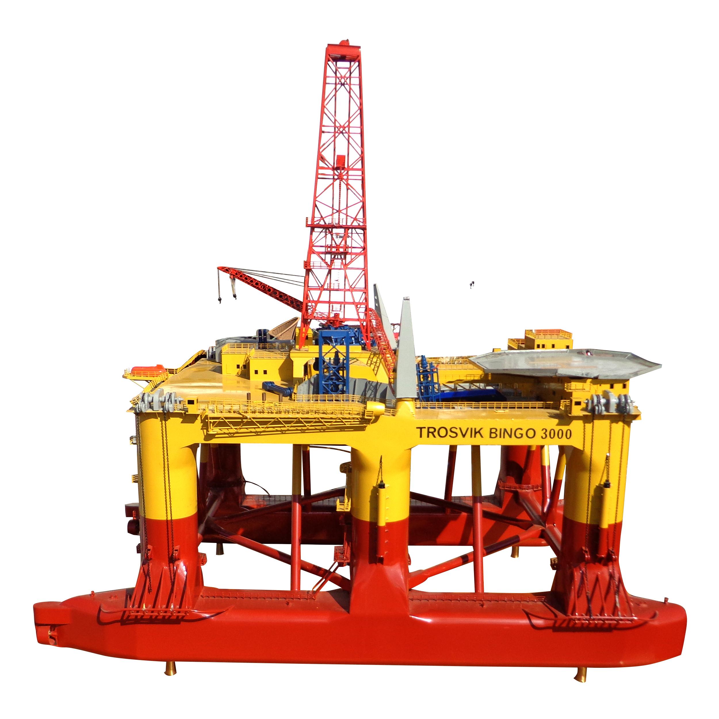 Industrial Large Brass Miniature Oil Drilling Rig of Norwegian Trosvik Bingo 3000 For Sale