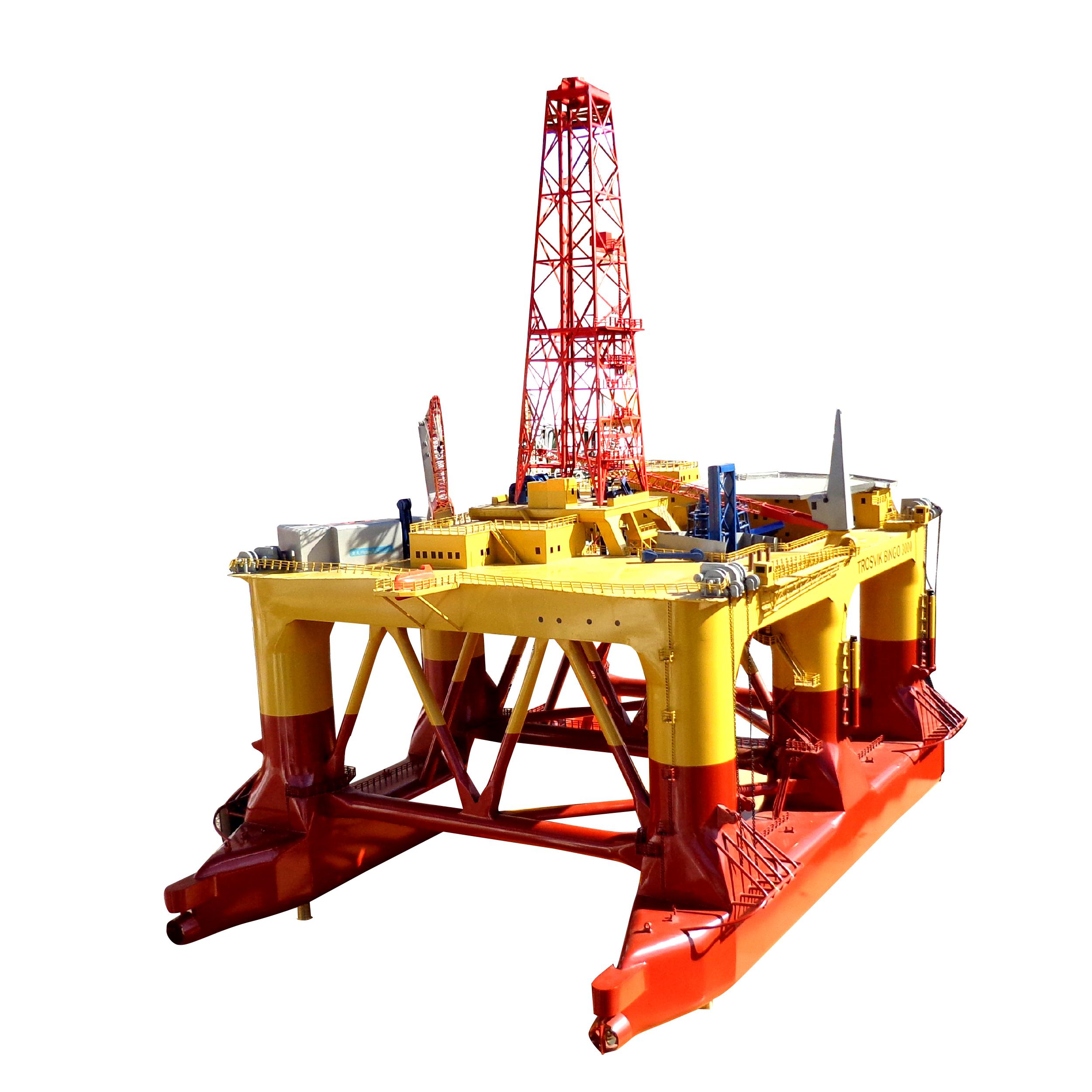 Lacquered Large Brass Miniature Oil Drilling Rig of Norwegian Trosvik Bingo 3000 For Sale