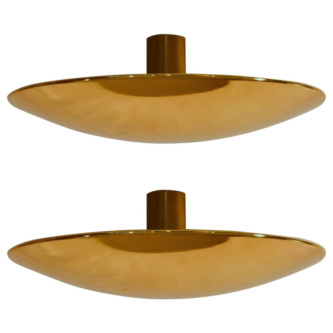 Large Brass Minimal Flushmount Ceiling or Wall Lights by Florian Schulz 1