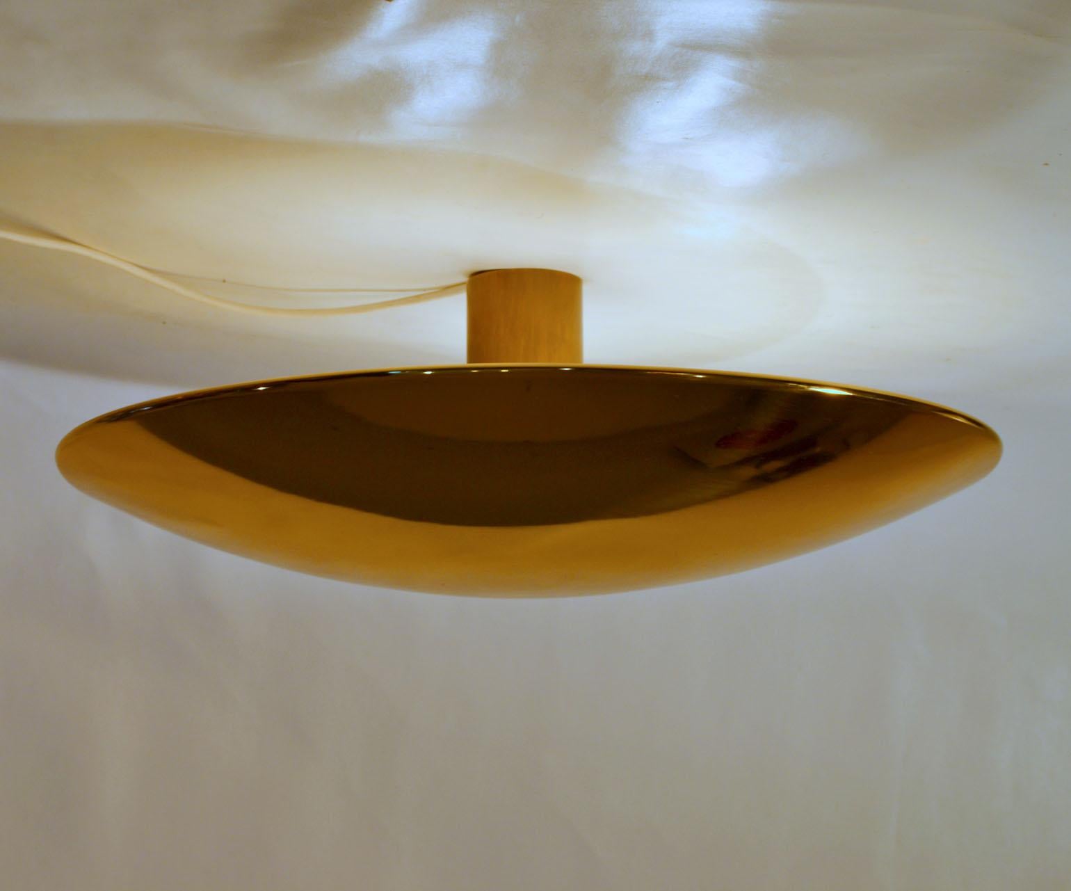 German Large Brass Minimal Flushmount Ceiling or Wall Lights by Florian Schulz