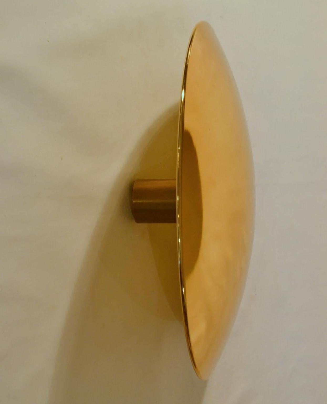 Spun Large Brass Minimal Flushmount Ceiling or Wall Lights by Florian Schulz