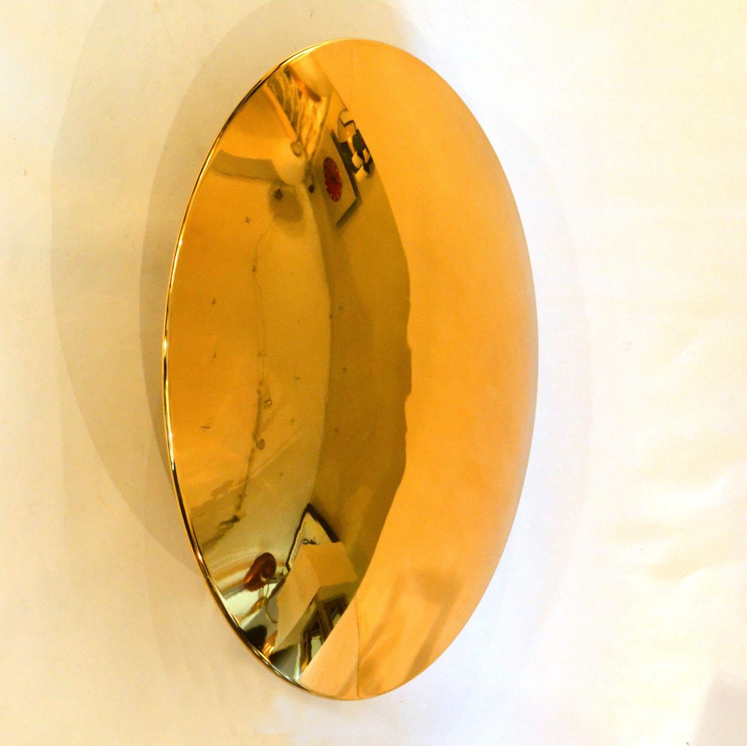 Large Brass Minimal Flushmount Ceiling or Wall Lights by Florian Schulz In Excellent Condition In London, GB