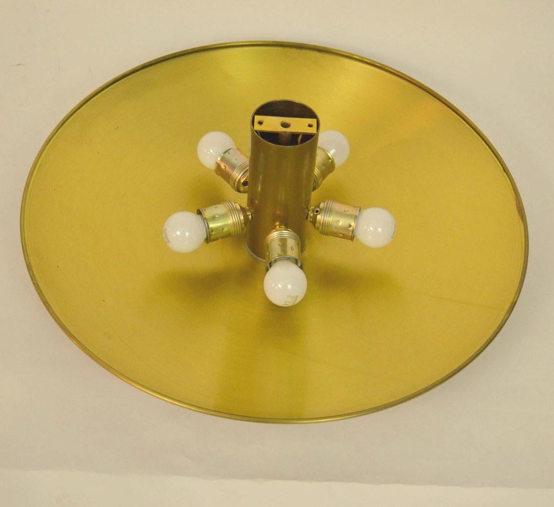 Mid-20th Century Large Brass Minimal Flushmount Ceiling or Wall Lights by Florian Schulz
