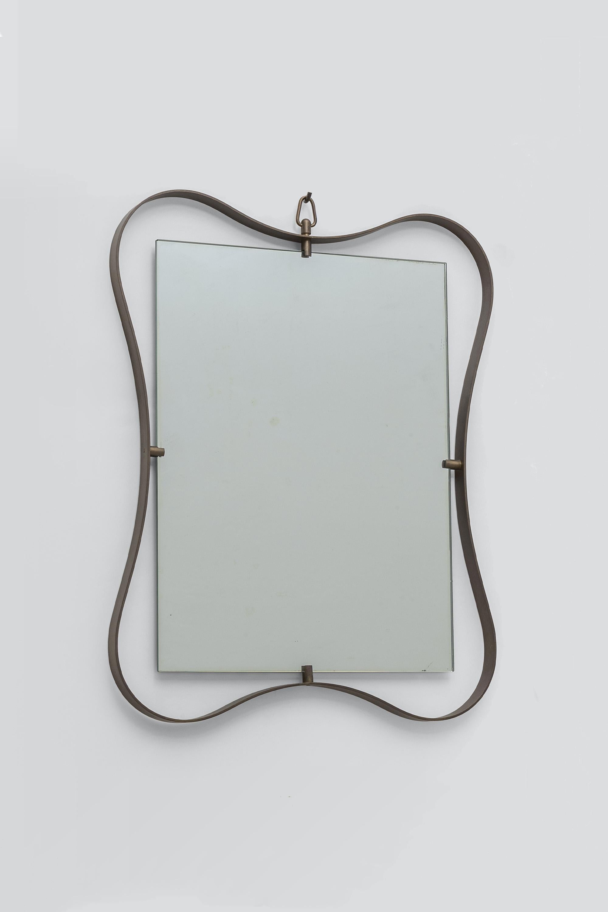 Large Brass Mirror by Fontana Arte, circa 1950 For Sale 4
