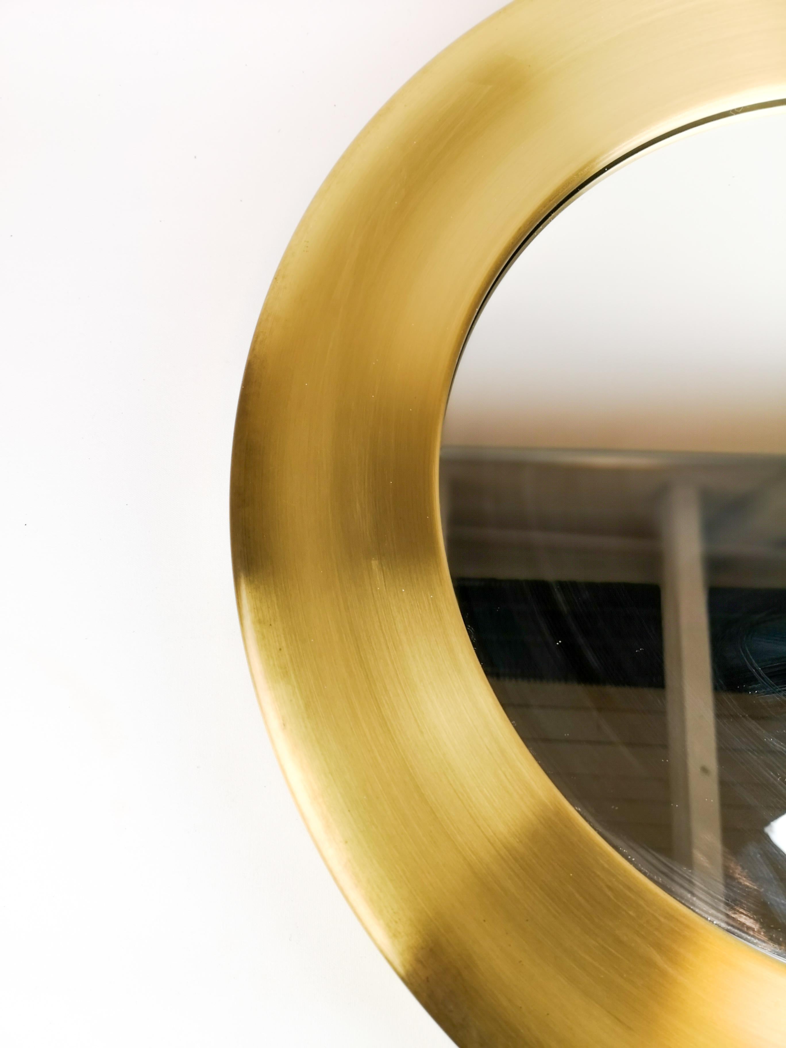 Large Brass Mirror by Glasmäster in Markaryd, Sweden, 1970s (Ende des 20. Jahrhunderts)