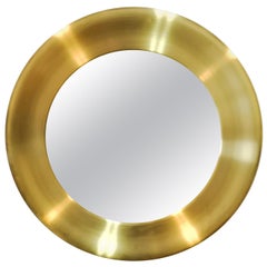 Large Brass Mirror by Glasmäster in Markaryd, Sweden, 1970s