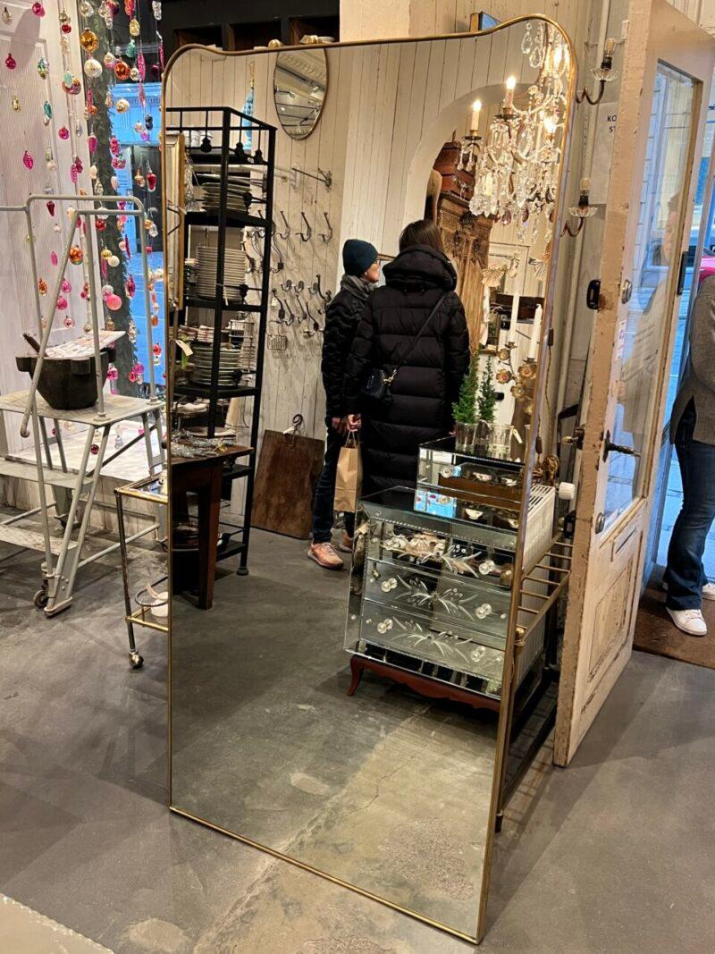 Italian Large Brass Mirror-Italy Mid-century For Sale