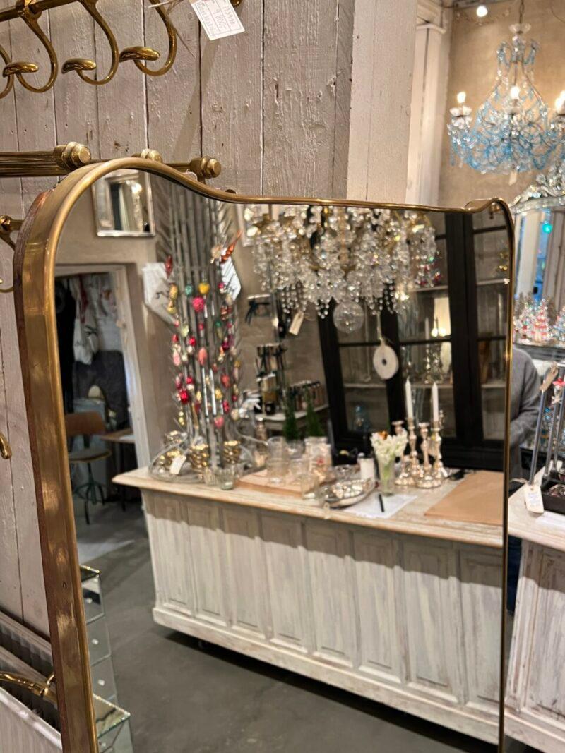 20th Century Large Brass Mirror-Italy Mid-century For Sale