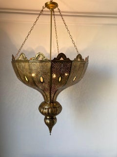 Large Brass Moroccan Chandelier in Alberto Pinto Moorish Style