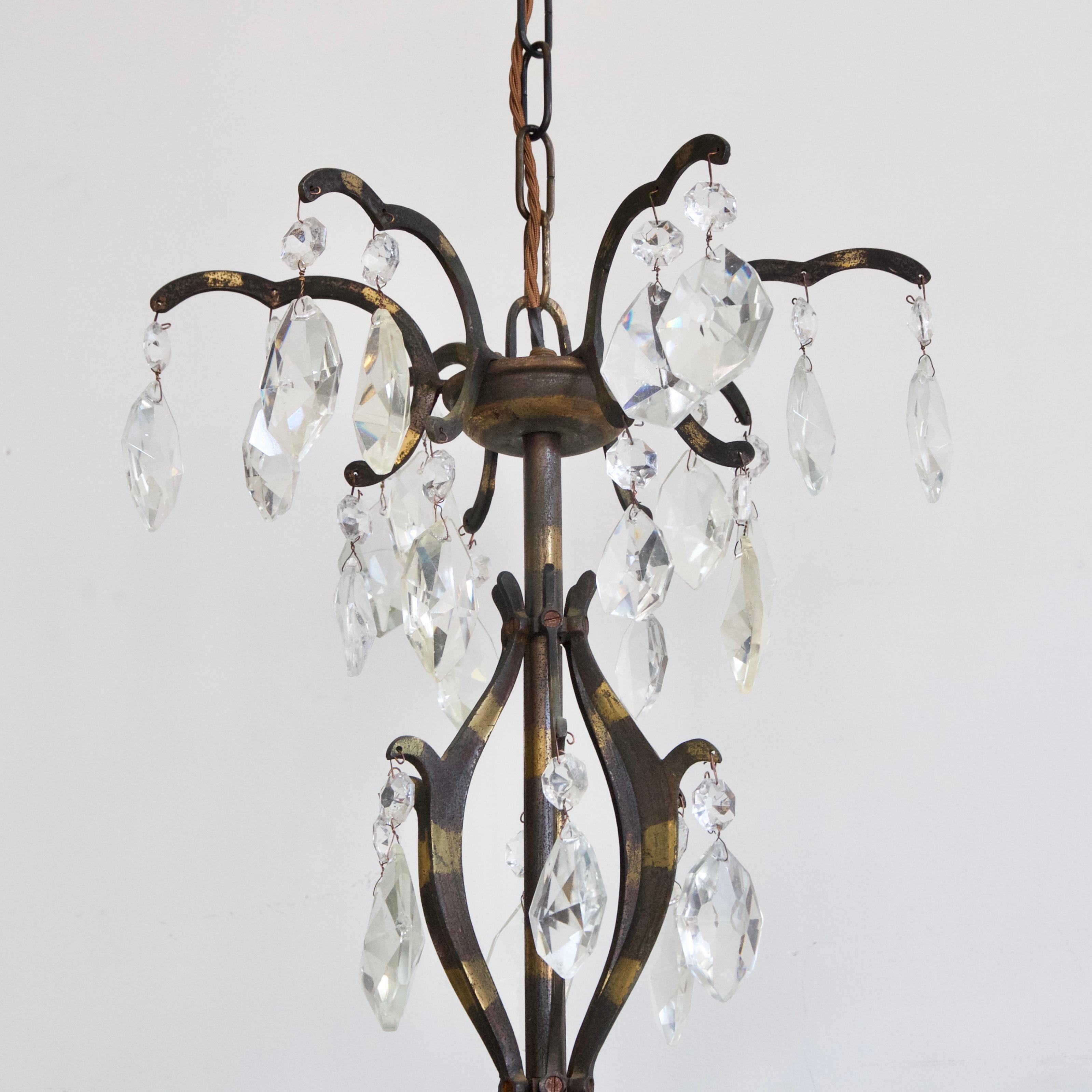 French Large Brass Multi-Arm Chandelier For Sale