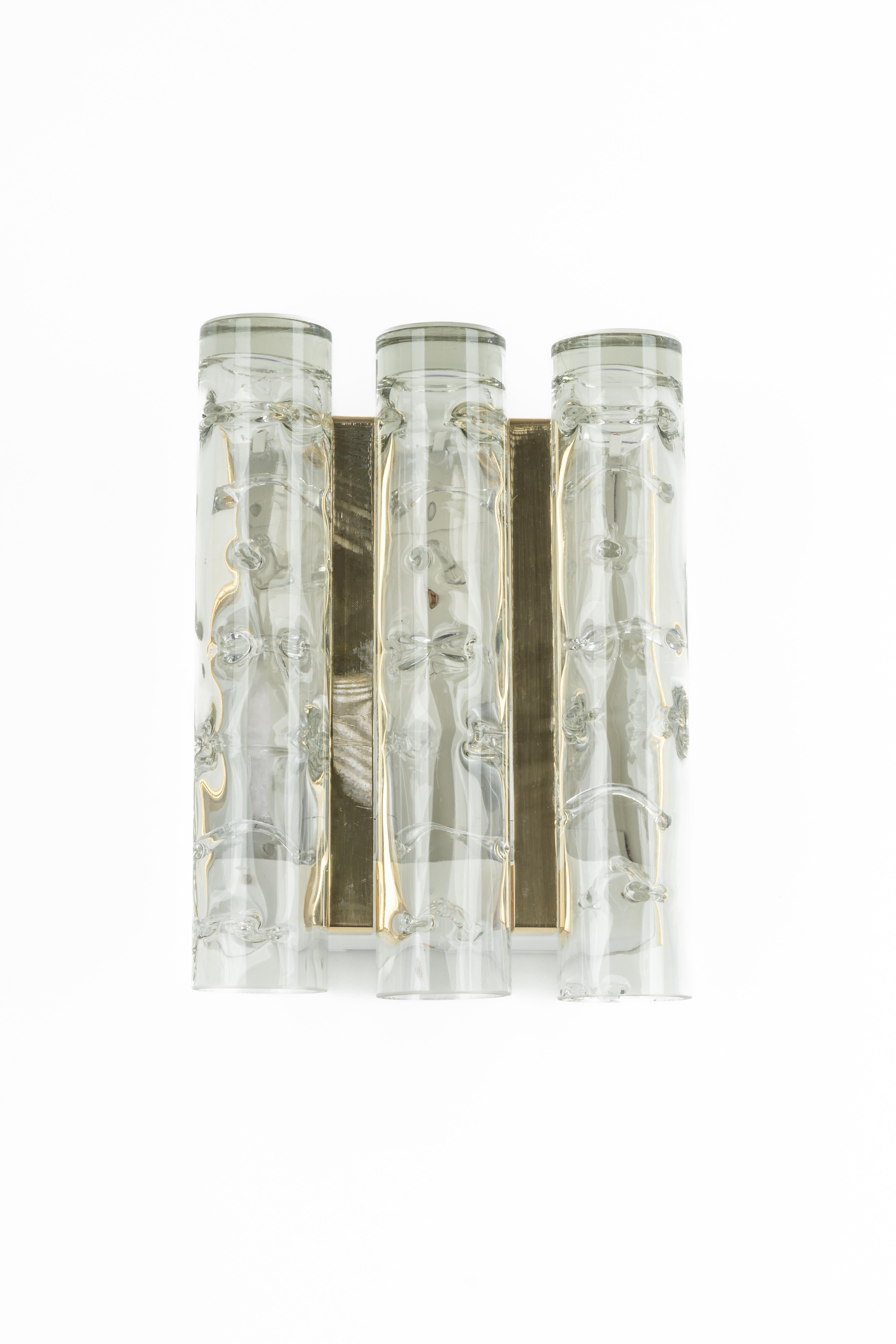 Large Brass Murano Glass Wall Sconce by Doria, Germany, 1960s For Sale 5