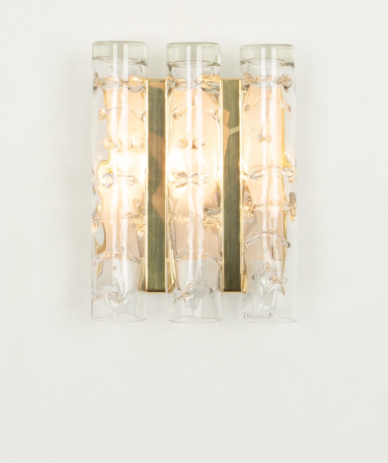 Large Brass Murano Glass Wall Sconce by Doria, Germany, 1960s For Sale 3