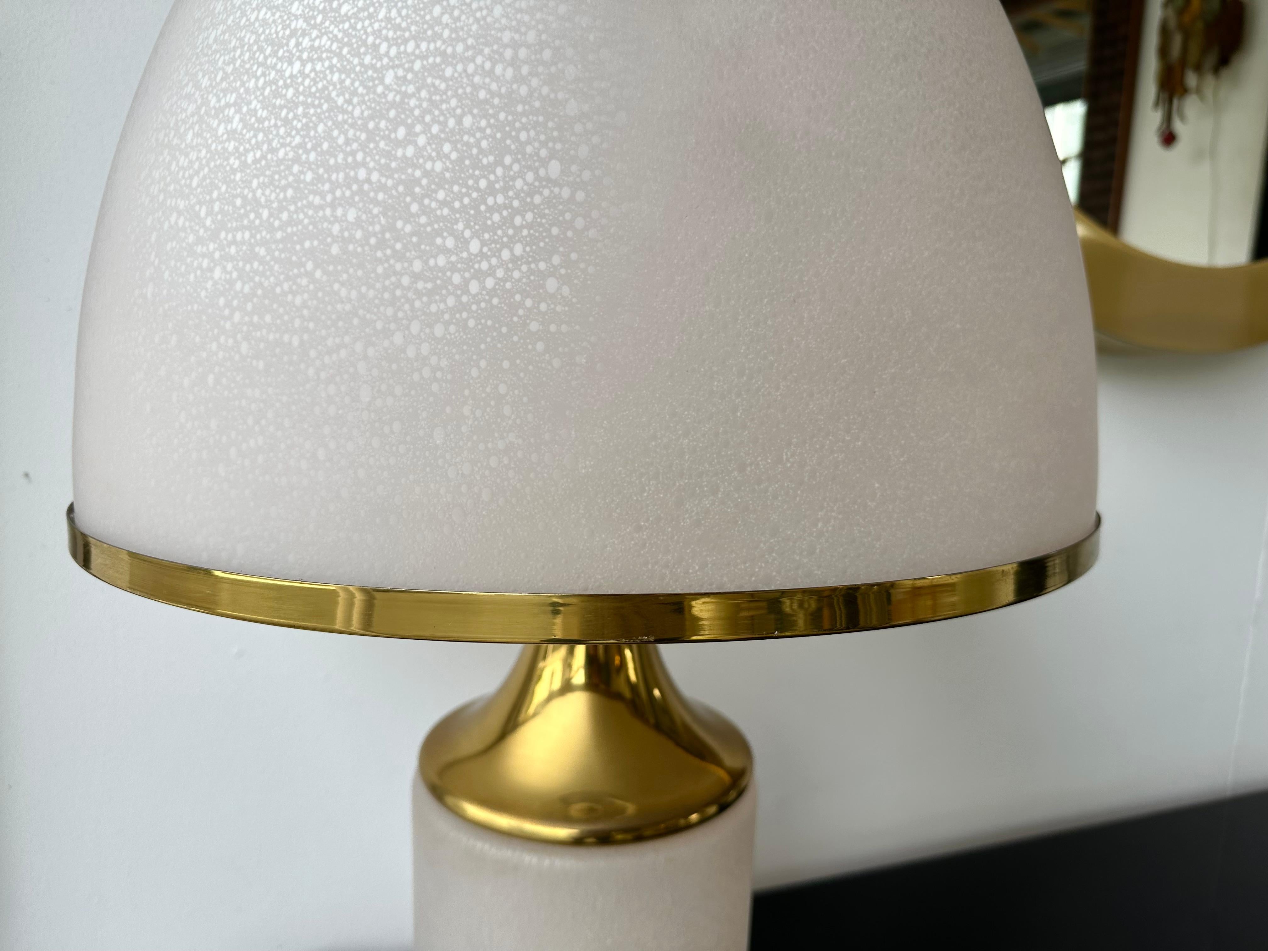 Large Brass Mushroom Murano Glass Lamp by Fabbian, Italy, 1970s In Good Condition In SAINT-OUEN, FR