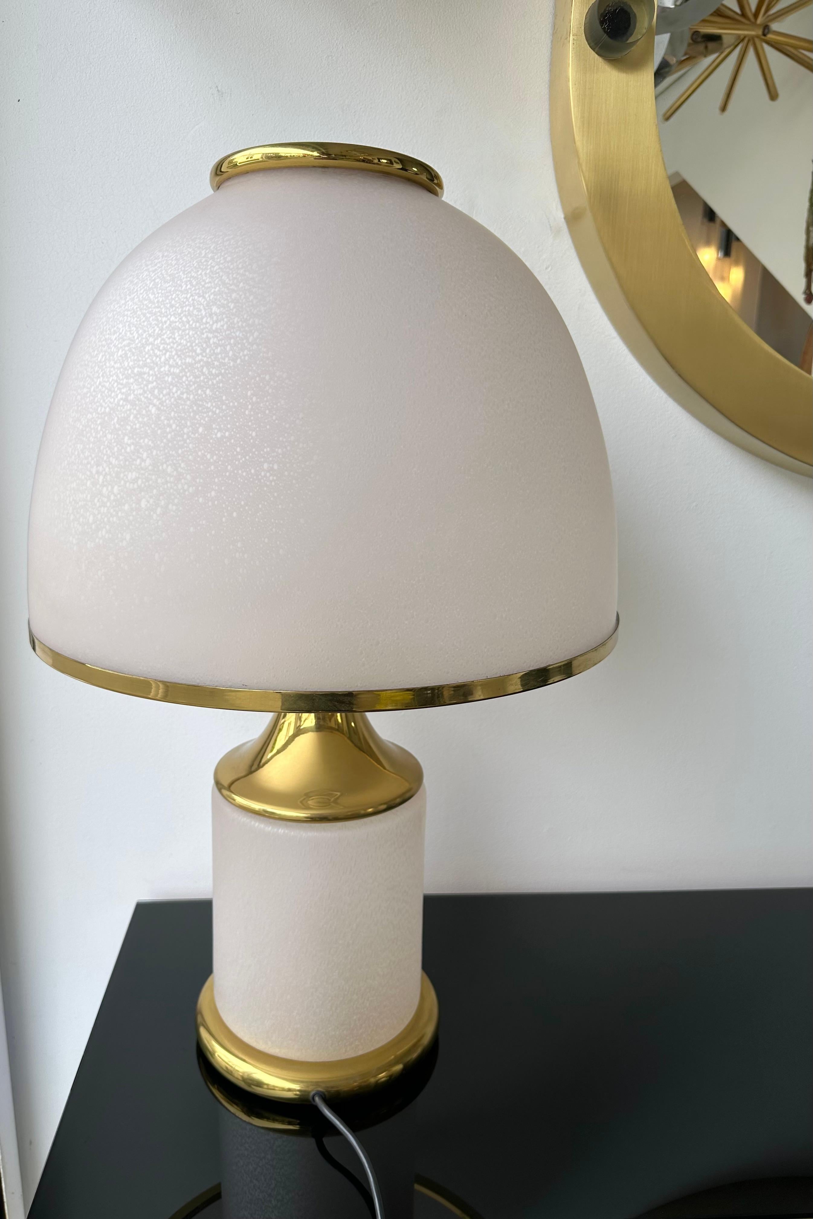 Large Brass Mushroom Murano Glass Lamp by Fabbian, Italy, 1970s 1