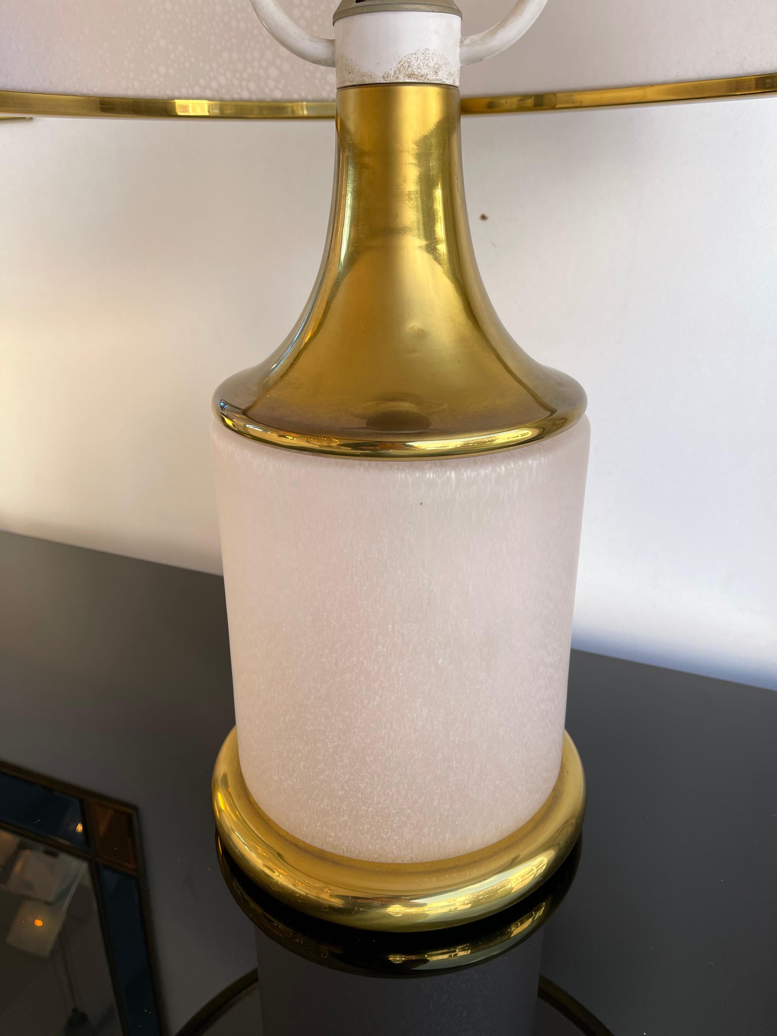 Large Brass Mushroom Murano Glass Lamp, Italy, 1970s 1