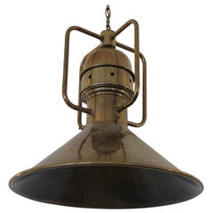 Large Brass Nautical Industrial Light Fixture Chandelier