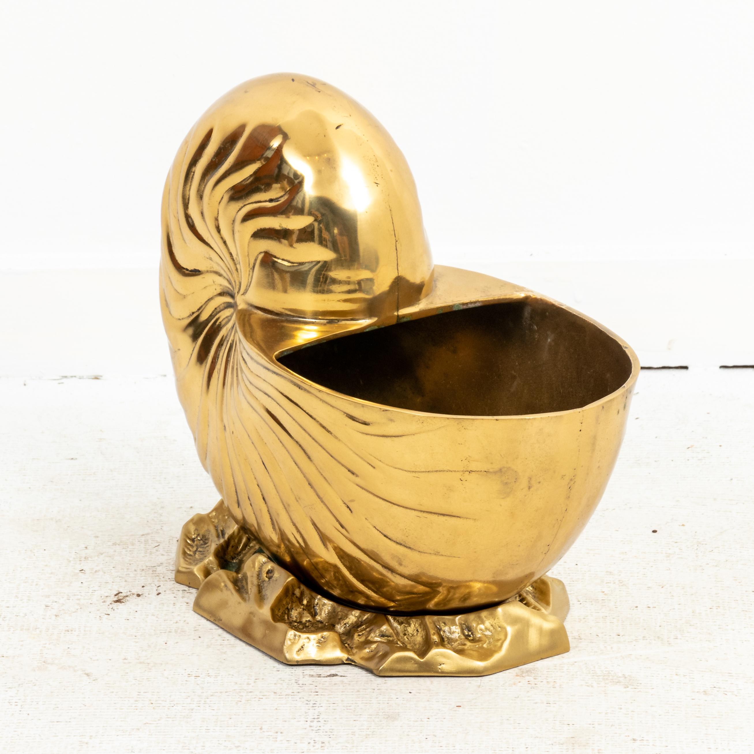 Korean Large Brass Hollywood Regency Seashell Nautilus For Sale