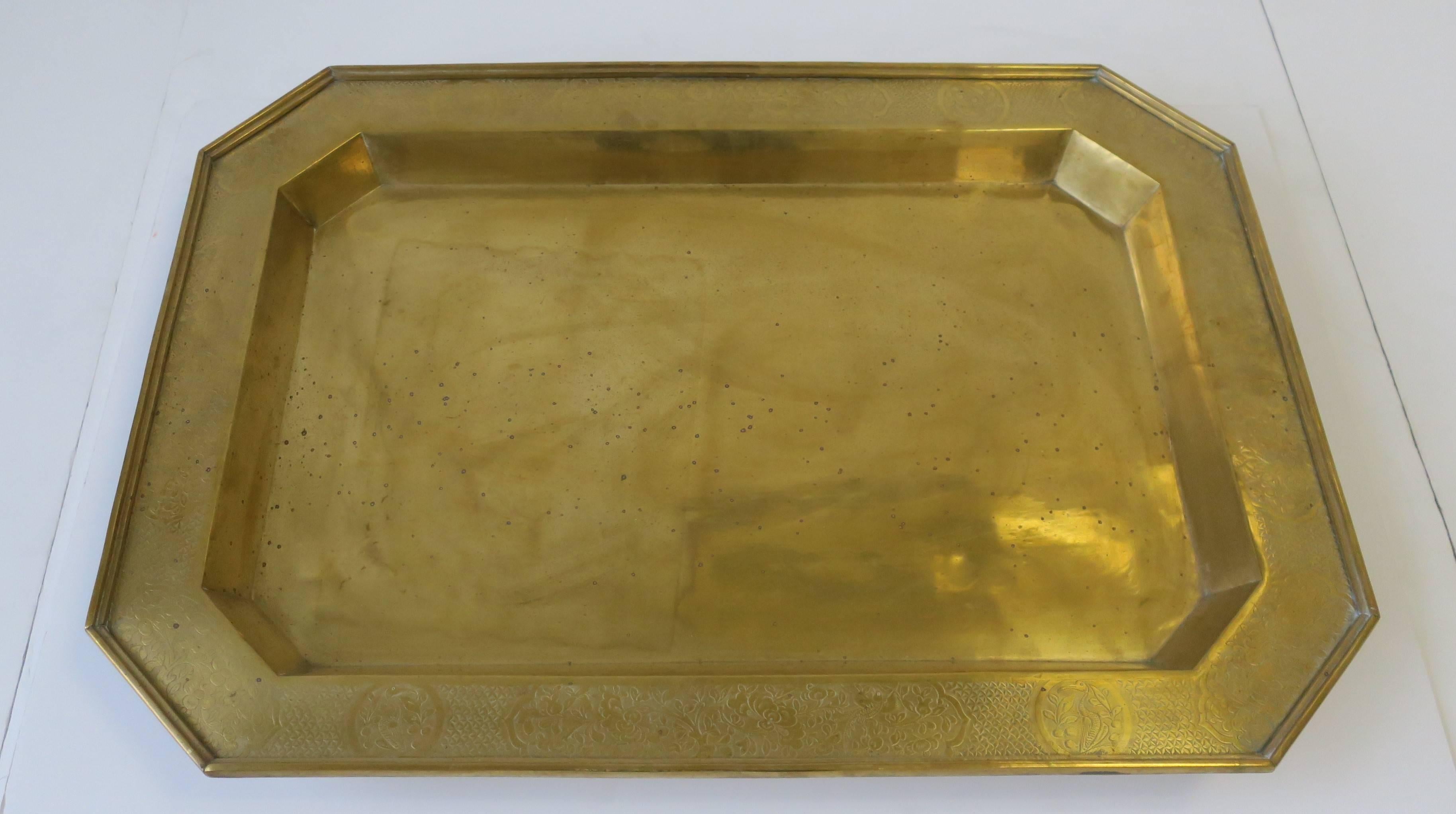 Large Brass Octagonal Serving Tray In Good Condition In New York, NY