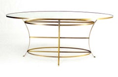 Large Brass Oval Mirrored Top 39"h Bar Hight Table Display Center Console MINT!