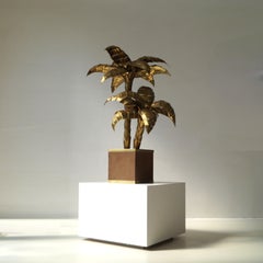 Large brass palm tree lamp for Maison Jansen, 1970s