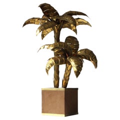 Large brass palm tree lamp for Maison Jansen, 1970s