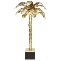 Large Brass Palm Tree Floor Lamp, 1970s