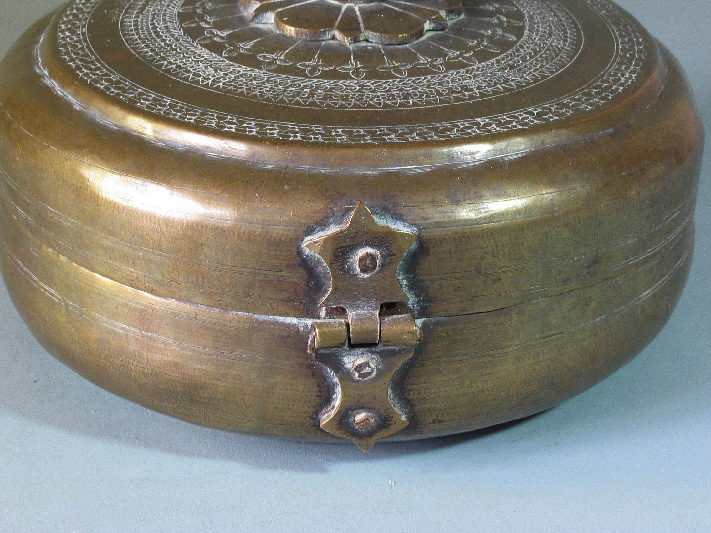 Indian Large Brass Pandan Box, North India, 19th Century For Sale
