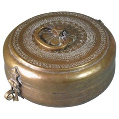 Antique Large Brass Pandan Box, North India, 19th Century