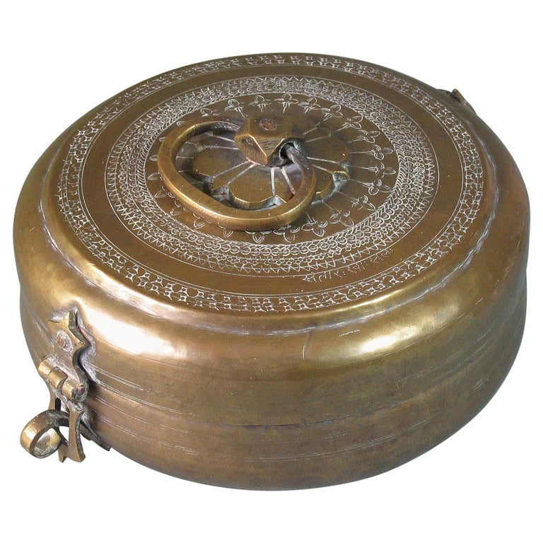 Pandan Box Large Brass Pandan Box, North India, 19th Century For Sale at 1stDibs