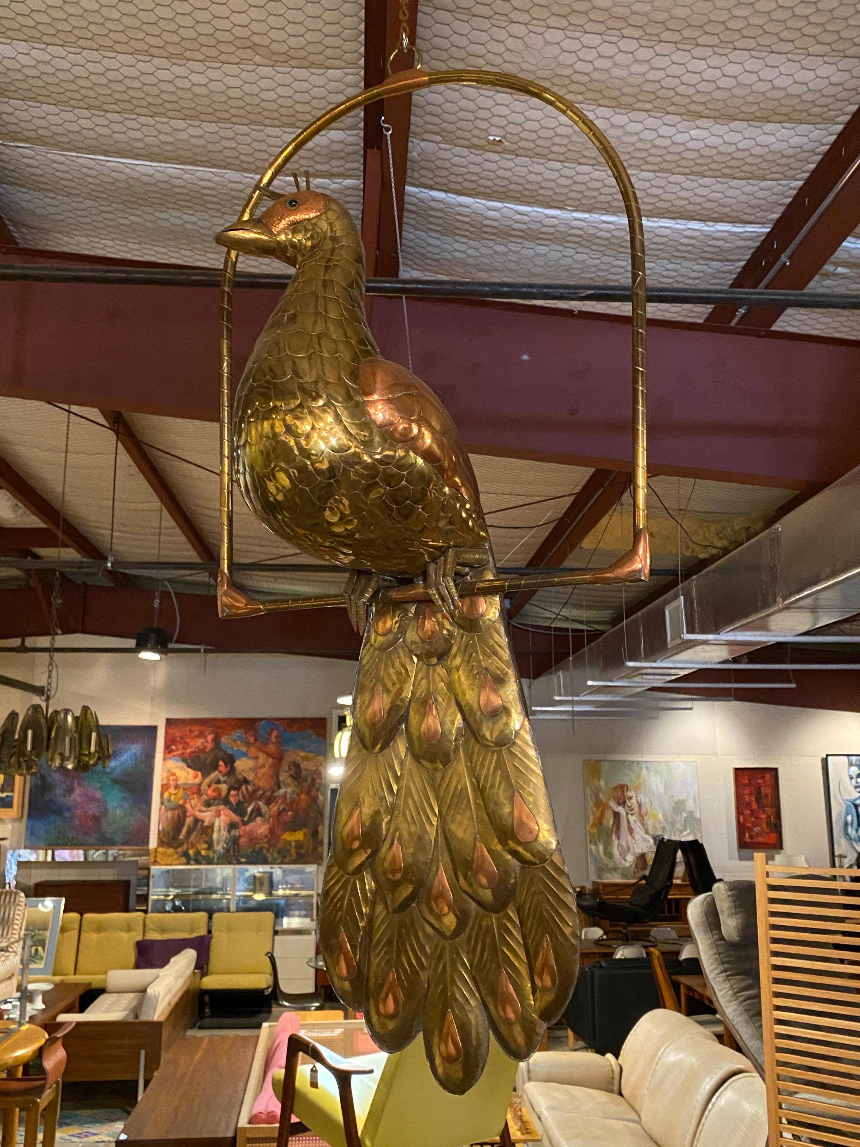 Large Brass Peacock by Sergio Bustamante 2