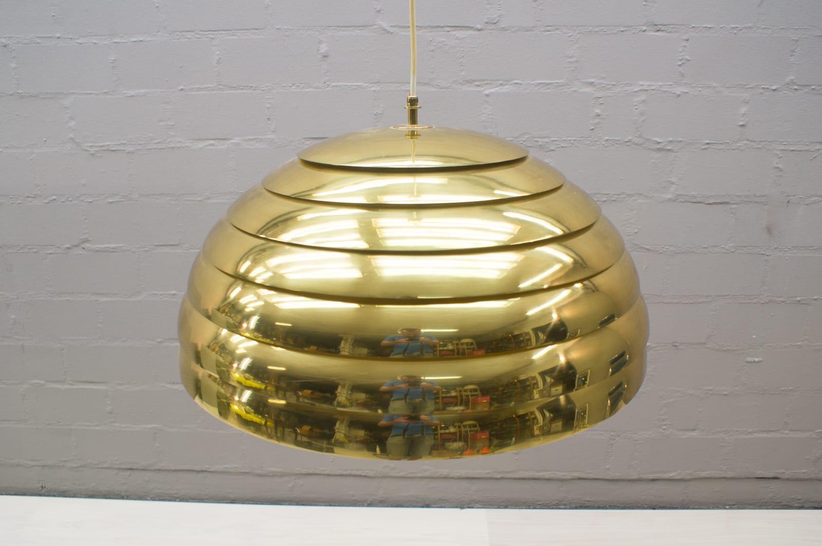 Large Brass Pendant Lamp by Vereinigte Werkstätten München in 1960s, Germany In Good Condition In Nürnberg, Bayern