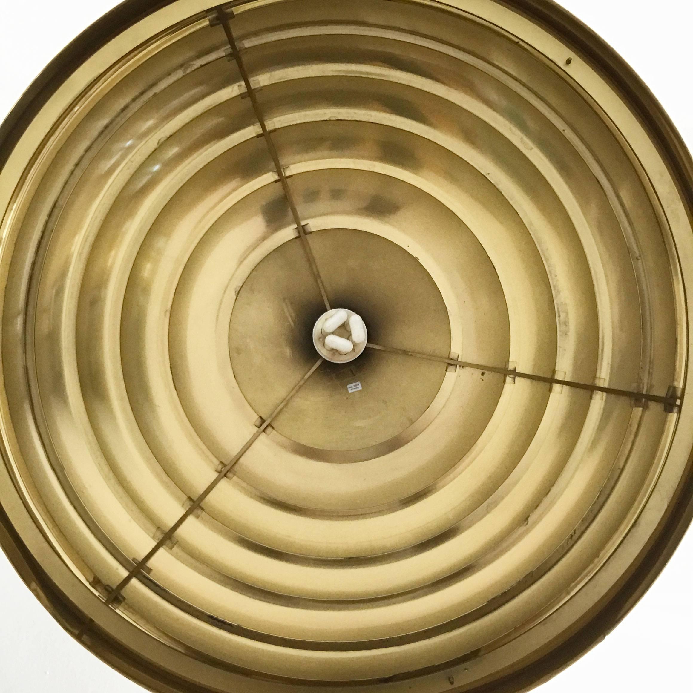 Large Mid Century Modern Brass Pendant Lamp by Vereinigte Werkstätten München For Sale 1