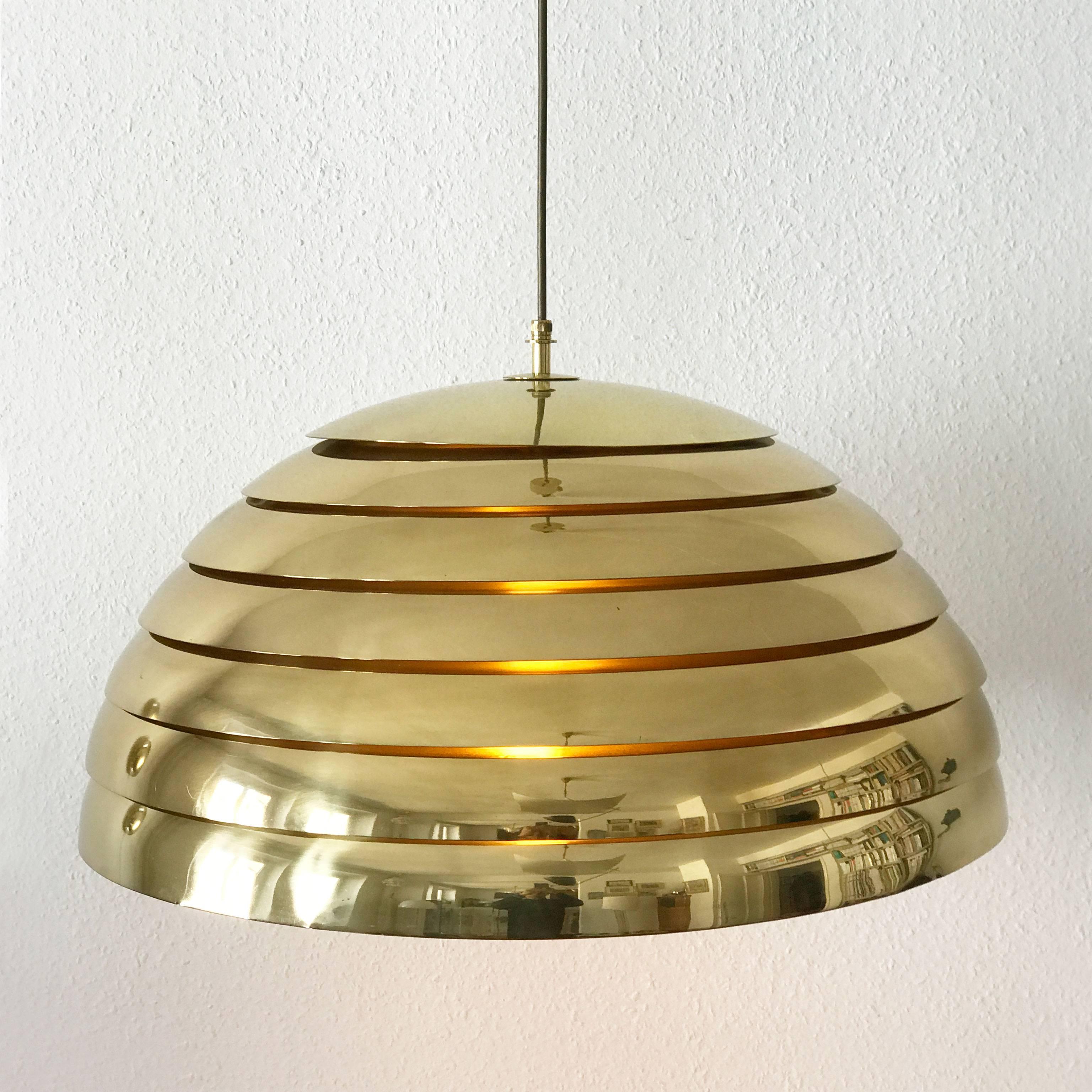 German Large Mid Century Modern Brass Pendant Lamp by Vereinigte Werkstätten München For Sale