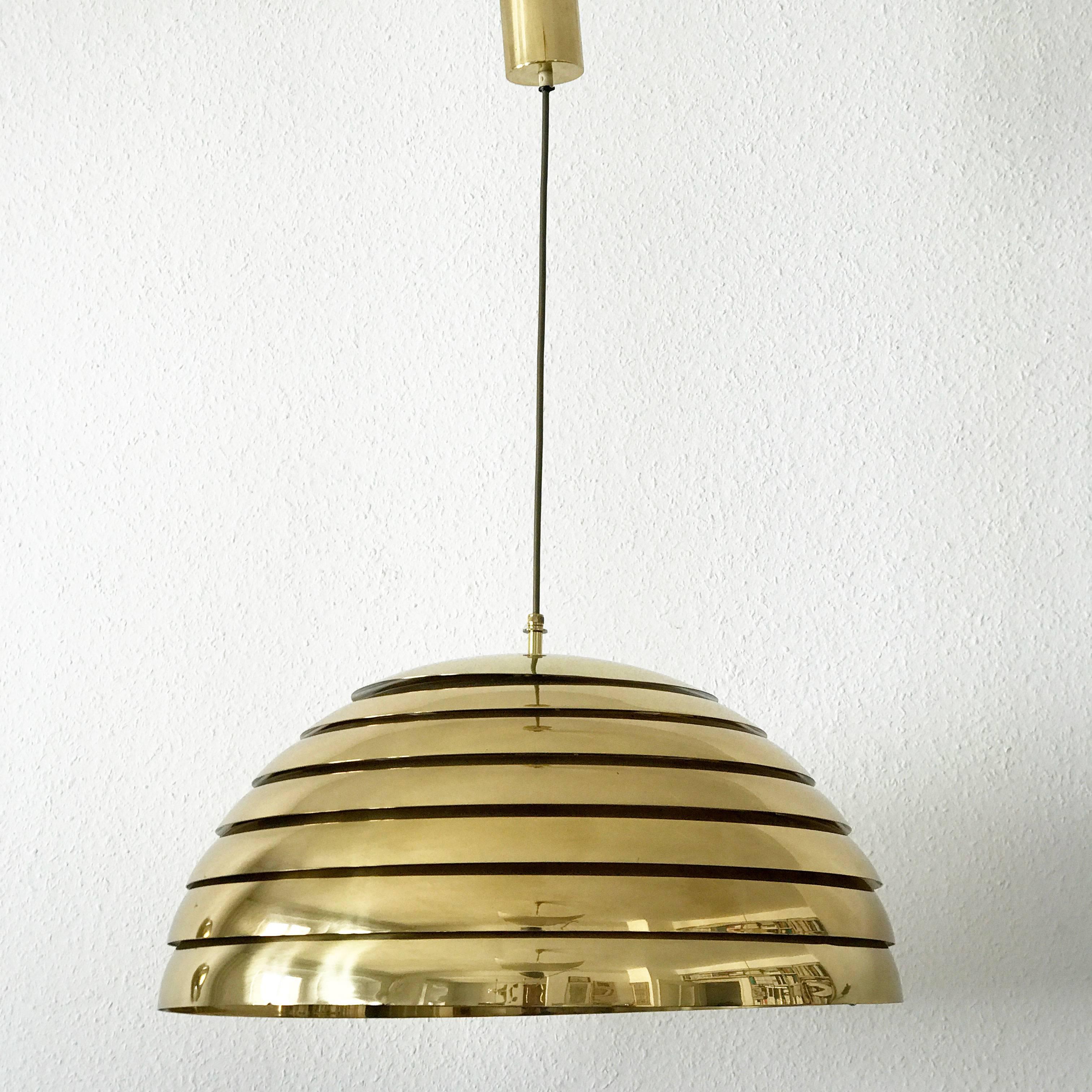 Polished Large Mid Century Modern Brass Pendant Lamp by Vereinigte Werkstätten München For Sale