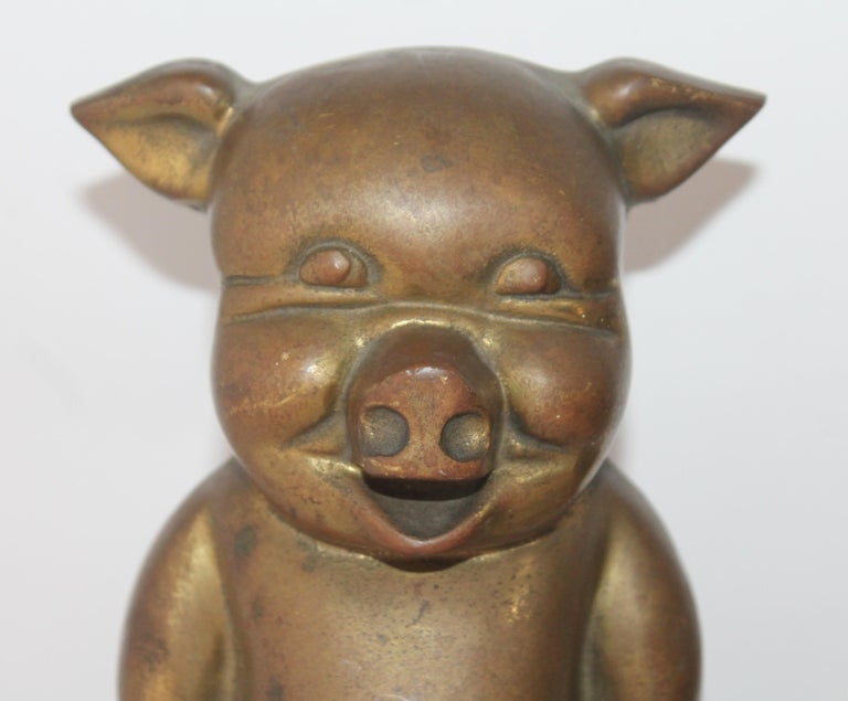 Large Brass Pigs Bookends / Pair For Sale at 1stDibs