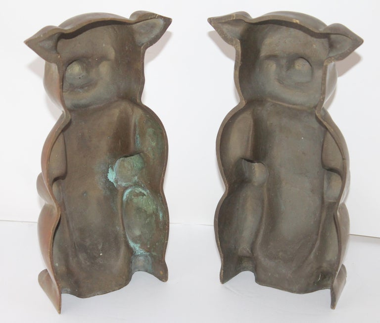 Large Brass Pigs Bookends / Pair For Sale at 1stDibs