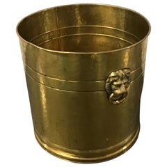 Large Brass Planter with Lion Heads