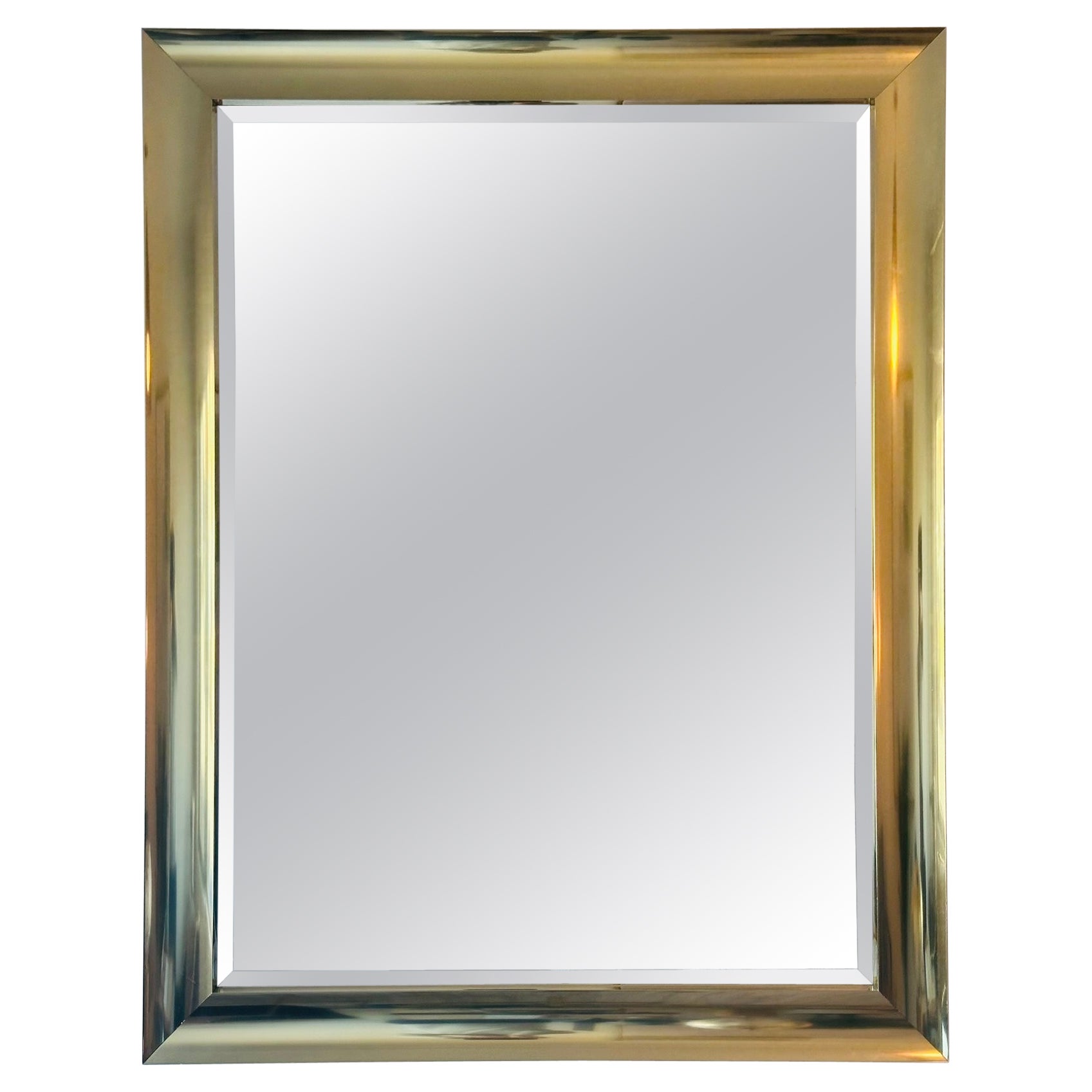 Grande specchio da parete in alluminio placcato ottone di Windsor Art, USA, anni '80 in vendita