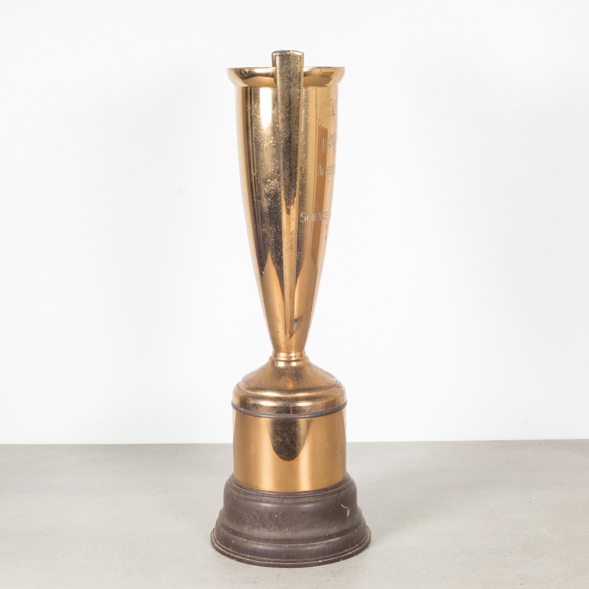 Large Brass Plated Cup Trophy with Bakelite Base 1952 In Good Condition In San Francisco, CA