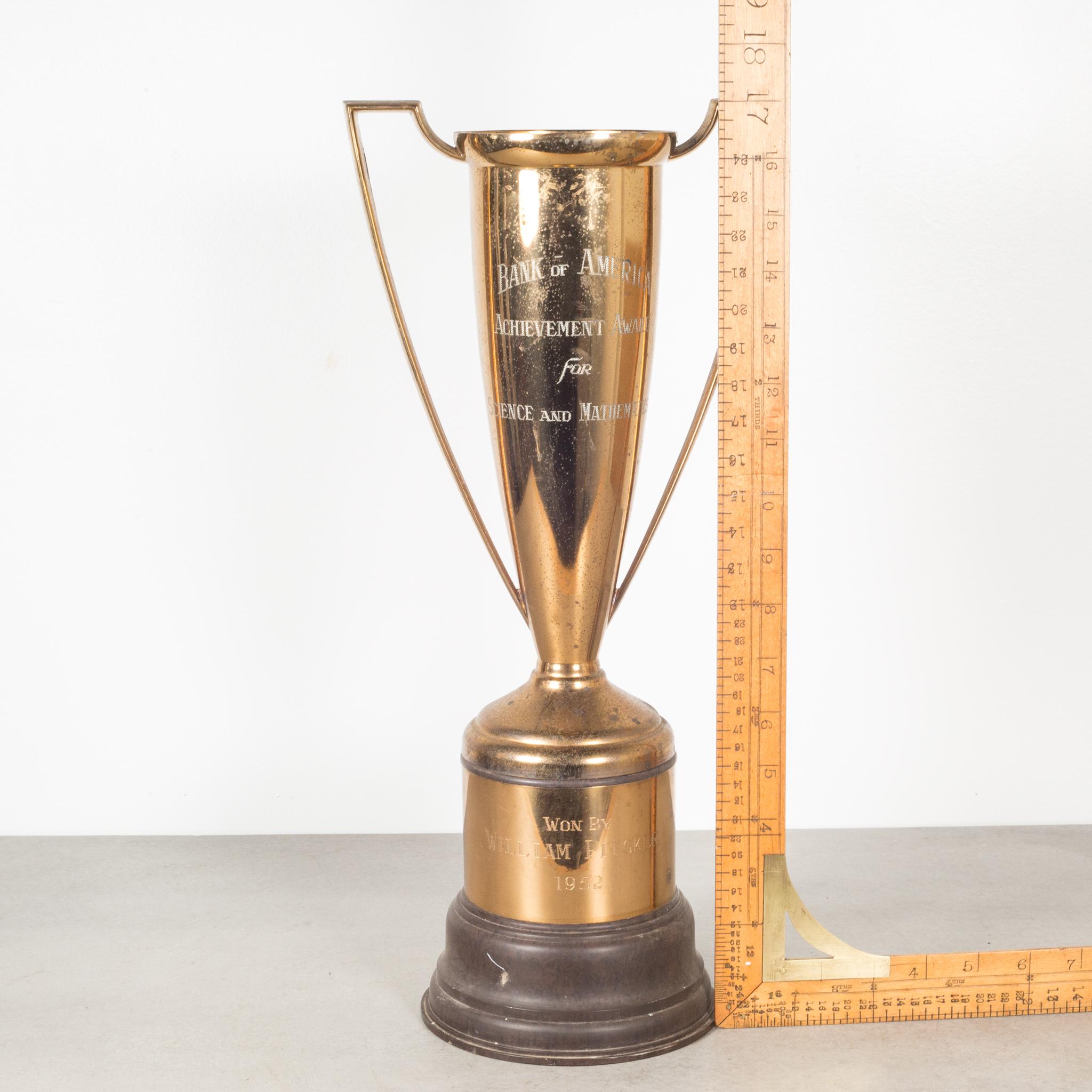 20th Century Large Brass Plated Cup Trophy with Bakelite Base 1952