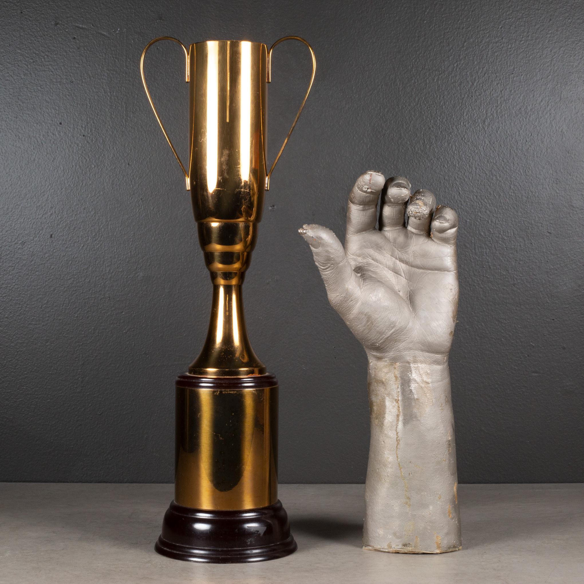 20th Century Large Brass Plated Cup Trophy with Bakelite Base c.1940 For Sale