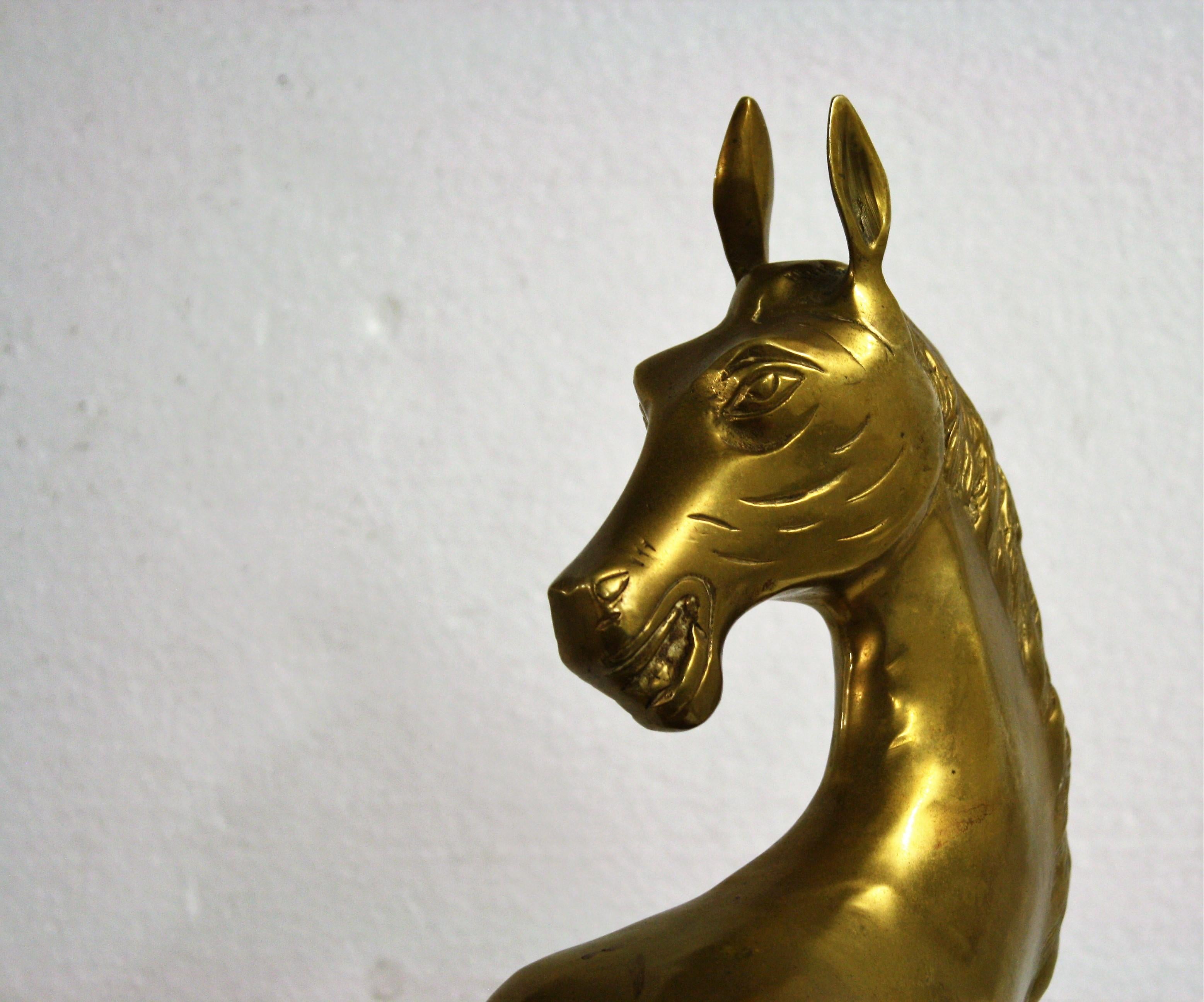 Large Brass Prancing Horse Statue, 1960s 3